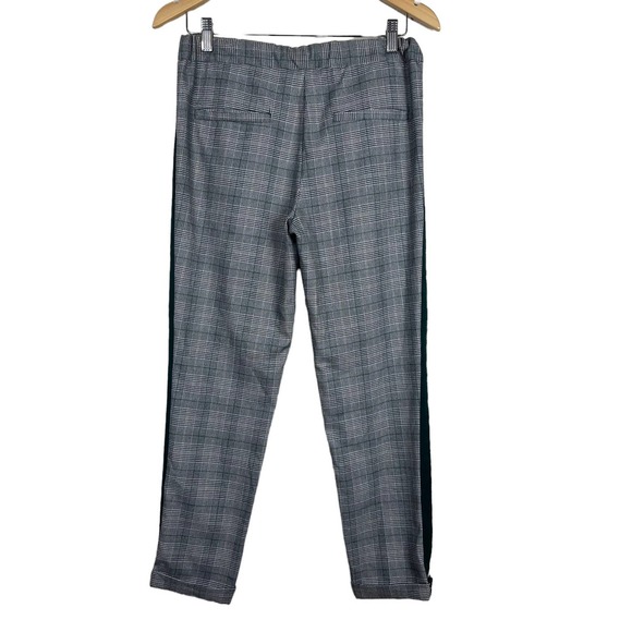 Zara Cigarette Pants Trouser Plaid Side Stripe Gray Green Yellow XS - Picture 3 of 10